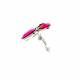 Oorclips Roze oorclips met glasstenen en zilverkleurige rand