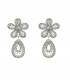 Zilverkleurige oorclips met bloem detail en heldere stras steentjes