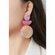 Oorclips | Geometrische vormen in roze acrylaat | Trendy oorbellen