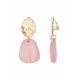 Oorclips | Roze iriserende hanger en goudkleurige oorstuk