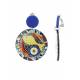 Oorclips Blauwe ronde hanger met patroon Modieuze sieraden
