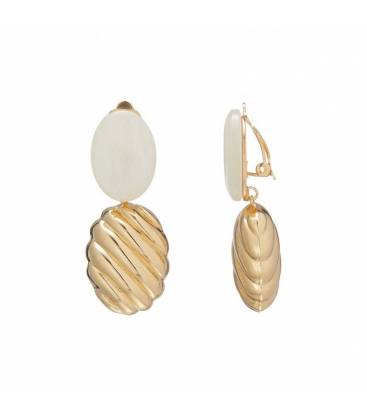 Oorclips Goudkleurig met wit detail Elegante sieraden