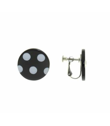 Oorclips | Zwart-witte stippen | Retro stijl
