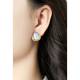 Oorclips met blauw parelmoer | Goudkleurige oorclips | Blauwe parelmoer oorclips