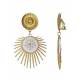 Oorclips | Wit zonnemotief in goudkleur | Elegante fashion oorclips