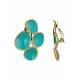 Turquoise oorclips met goudkleurige randen