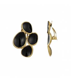 Oorclips | Zwarte kern in goudkleur | Tijdloze fashion oorclips