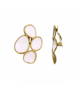 Oorclips | Witte oorclips met gouden rand | Luxe sieraden