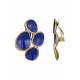 Blauwe oorclips met een goudkleurige rand rondom