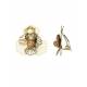 Oorclips | Bloemdesign met bruin steentje | Goudkleurige fashion oorclips