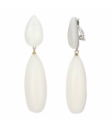 Oorclips | Witte kegelvormige hanger | Stijlvolle oorbellen