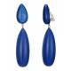 Oorclips | Blauwe kegelvormige hanger | Stijlvolle oorbellen
