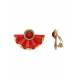 Oorclips | Rood waaier motief | Comfortabele klem oorbellen