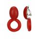 Oorclips | Rode oorclips met ronde hars hanger | Elegante oorclips met gouden accenten