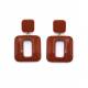Roest bruine oorclips met een vierkant design