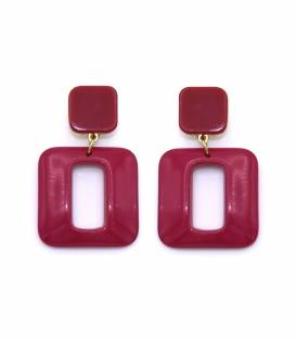 Oorclips | Fuchsia roze vierkante oorclips | Trendy clip-on oorbellen