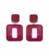 Fuchsia roze oorclips met een vierkant design