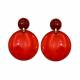 Oorclips rood met een transparante hanger