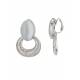Oorclips | Zilverkleurige oorclips met witte cat eye steen | Elegante clip-on oorbellen