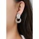 Oorclips | Zilverkleurige oorclips met witte cat eye steen | Elegante clip-on oorbellen
