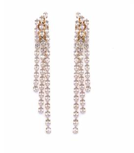 Oorclips | Goudkleurige oorclips met zirconia strengen | Glamoureuze oorbellen zonder gaatjes