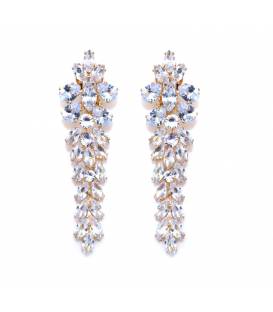 Oorclips | Goudkleurige oorclips met heldere zirconia steentjes | Elegante oorbellen zonder gaatjes