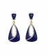 Oorclips blauw met een strass rand in het midden van de hanger