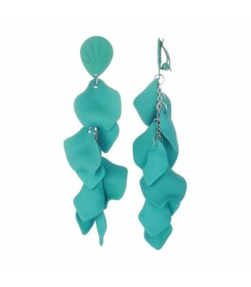 Oorclips | Speelse turquoise oorclips met hangertjes | Trendy keuze