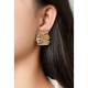 Oorclips | Goudkleurige rechthoekig streep patroon | Mode accessoires