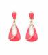 Oorclips roze met een heldere stras rand in het midden van de hanger