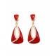 Oorclips rood met een helder strass stenen rand in het midden