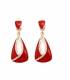 Oorclips rood met een helder strass stenen rand in het midden