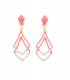 Oorclips roze met een dubbele hanger en heldere strass steentjes