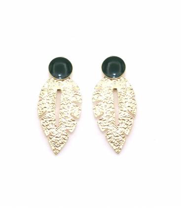 Oorclips | Goudkleurige oorclips met groen detail | Groene oorclips zonder gaatjes