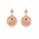 Goudkleurige oorclips met rose-gold kleurige glas steentjes