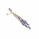 Lange oorclips | Goudkleurige lange oorclips met blauwe glas steentjes
