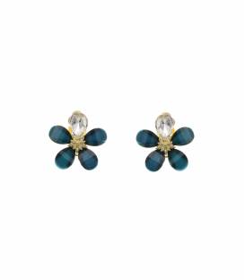 Oorclips bloem | blauwe bloem clip oorclips