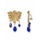 Oorclips goudkleurig met blauwe kraaltjes