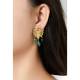 Oorclips goudkleurig blauwe kraaltjes | sieraad fashion statement