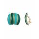 Turquoise met groene oorclips met goudkleurige strepen