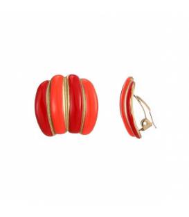 Rood met oranje oorclips en goudkleurige strepen | Fashion statement | Oorbellen must?have