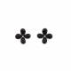 Oorclips bloem | zwarte bloem zilver rand clip oorclips
