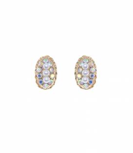 Oorclips | strass parel oorclips goudkleurig | chic sieraden