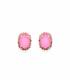 Roze oorclips met glas steen en een rand rondom van glas