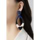 Oorclips met ovale hanger | Gekleurde oorclips met geel accent