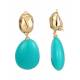 Turquoise oorclips met een goudkleurig oor stukje