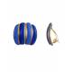 Oorclips in 2 kleuren blauw met goudkleurige strepen