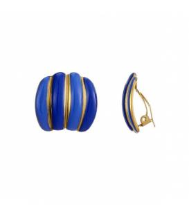 Oorclips | blauw goudkleurige strepen sierlijke fashion musthave