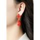 Oorclips | Rood met druppelvorm | Goudkleurig accent
