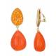 Oorclip oranje met een druppel hanger en kraaltje in de oor knop
